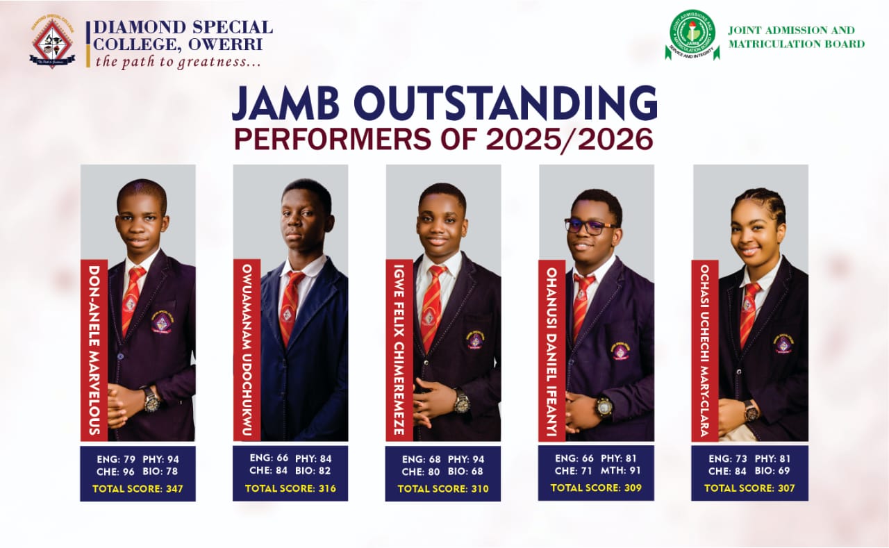 Diamond Special College Celebrates Its Top 5 JAMB 2025/2026 High Achievers